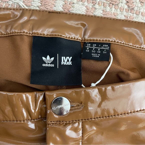 Adidas X Ivy Park Brown Latex Faux Leather Pants Yeezy Beyoncé Size XL NWT - Picture 13 of 16